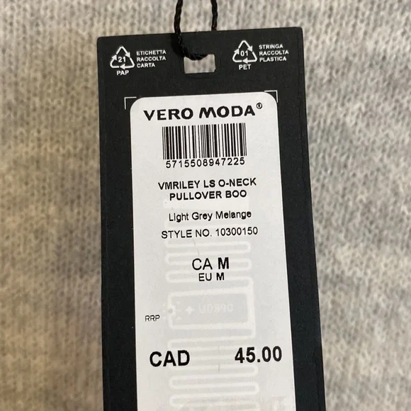 NWT Vero Moda Light Grey Riley Pullover - Picture 4 of 12